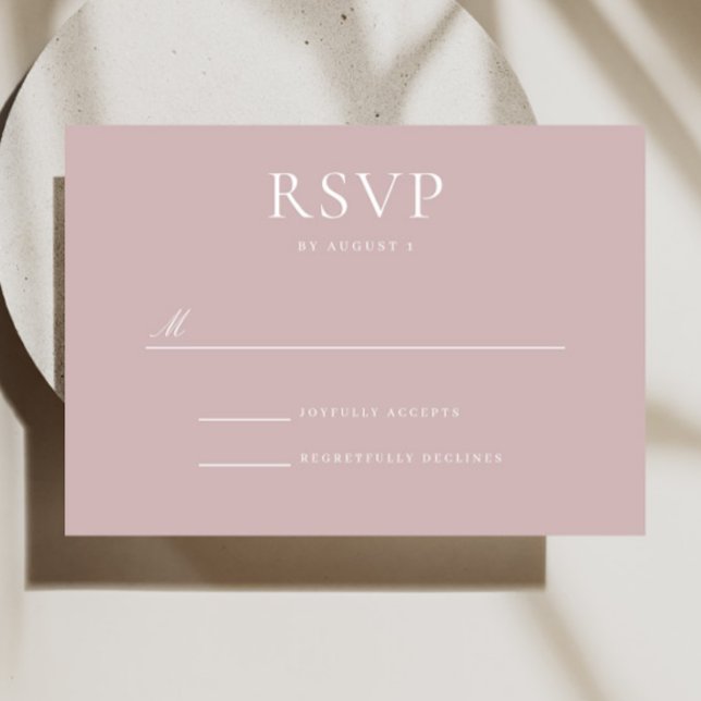 Elegante tarjeta RSVP de boda rosa polvorienta mod (Subido por el creador)