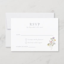 Elegante Tarjeta RSVP de Boda Rubor para Flores Si