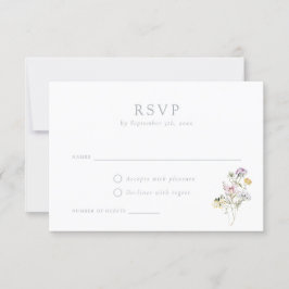 Elegante Tarjeta RSVP de Boda Rubor para Flores Si