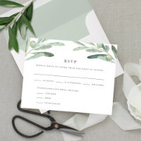 Elegante Tarjeta RSVP de Boda Rústica de Acuarela