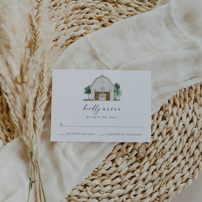 Elegante Tarjeta RSVP de Boda Rústica de Barn (Subido por el creador)