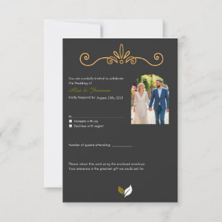 Elegante Tarjeta RSVP de Boda Script