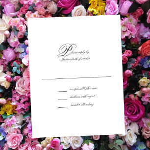 Elegante Tarjeta RSVP de boda simple de guión