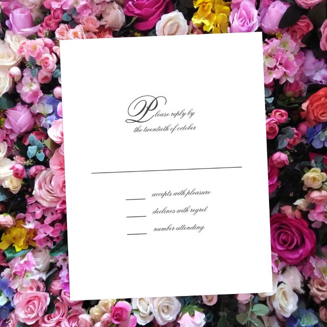 Elegante Tarjeta RSVP de boda simple de guión (Subido por el creador)