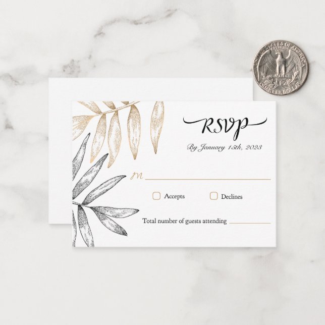 Elegante tarjeta RSVP de Boda Tropical de Verdor (Anverso/Reverso In Situ)