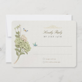 Elegante Tarjeta RSVP de Boda Verde de Hidrangea