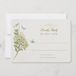 Elegante Tarjeta RSVP de Boda Verde de Hidrangea