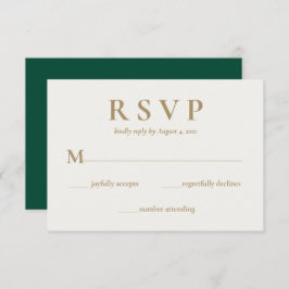 Elegante tarjeta RSVP de boda verde esmeralda verd