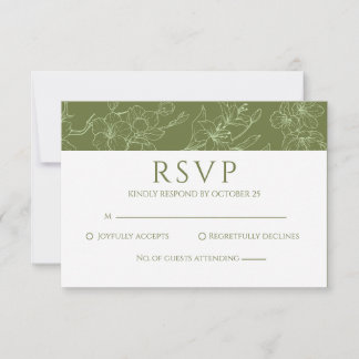 Elegante Tarjeta RSVP de Boda Verde Floral Sage