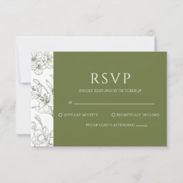 Elegante Tarjeta RSVP de Boda Verde Floral Sage