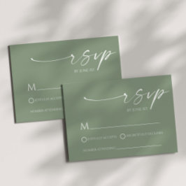 Elegante Tarjeta RSVP de Boda Verde Sage Minimalis