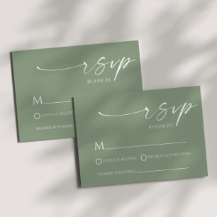 Elegante Tarjeta RSVP de Boda Verde Sage Minimalis