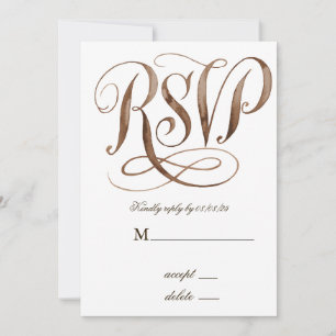 Elegante tarjeta RSVP de Boda Verde y Gris Bouquet