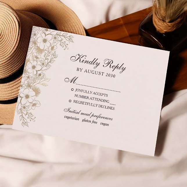 Elegante tarjeta RSVP de Boda Vintage (Subido por el creador)