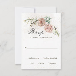 Elegante tarjeta RSVP de Boda Vintage Rosa