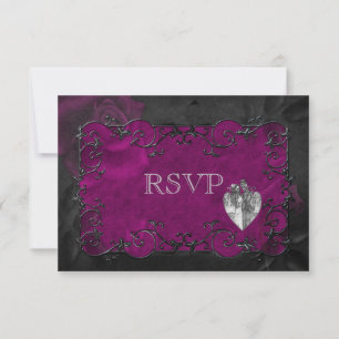 Elegante tarjeta RSVP de bodas góticas de hallowee