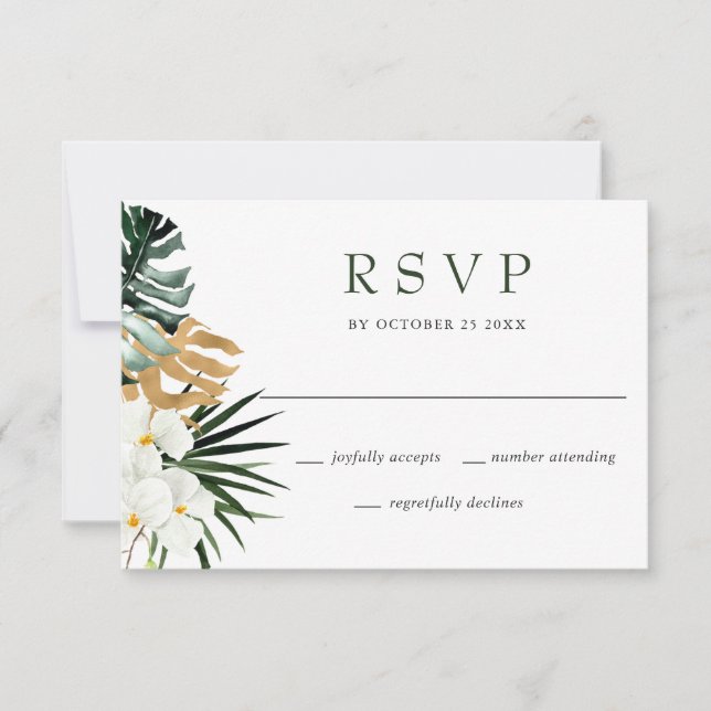 Elegante tarjeta RSVP de Bohemia para orquídeas bl (Anverso)