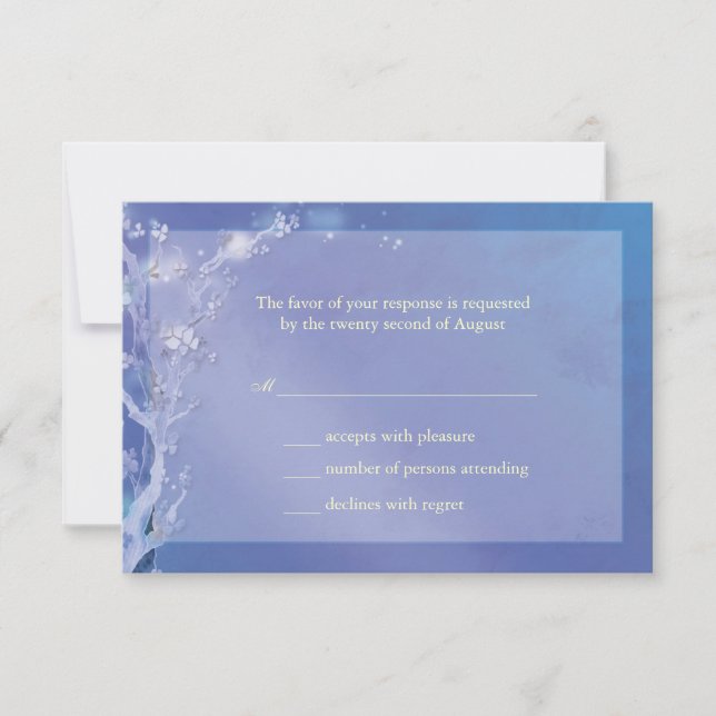 Elegante tarjeta RSVP de Boho Blue Wedding (Anverso)