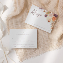 Elegante tarjeta RSVP de Boho Fall Floral Wedding