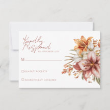 Elegante tarjeta RSVP de Boho Fall Floral Wedding