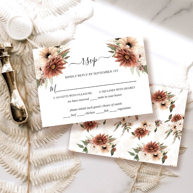 Elegante tarjeta RSVP de Boho Wedding Terracotta (Subido por el creador)