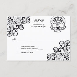 Elegante Tarjeta RSVP de Calavera Skull de encaje