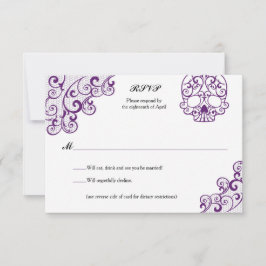 Elegante Tarjeta RSVP de Calavera Skull de encaje