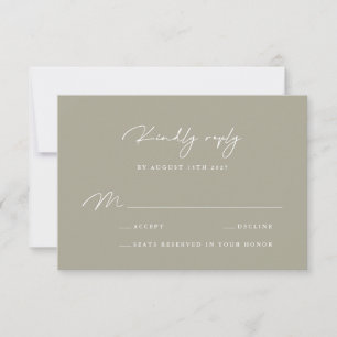 Elegante tarjeta RSVP de caligrafía gris y polvori