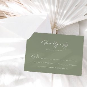 Elegante tarjeta RSVP de caligrafía verde Sage