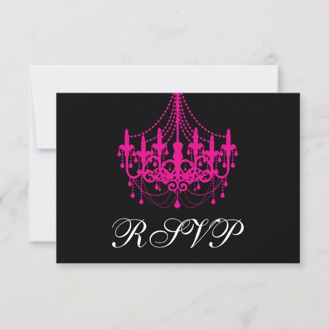 Elegante tarjeta RSVP de candelabro negro y rosa c (Anverso)