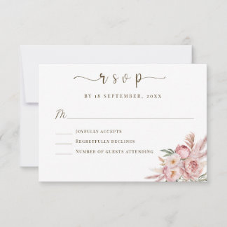 Elegante tarjeta RSVP de casquería floral rosa