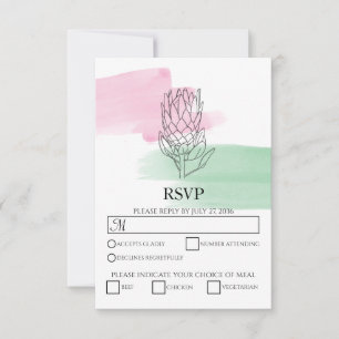 Elegante tarjeta RSVP de casquería King Protea