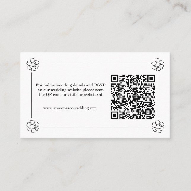 Elegante tarjeta RSVP de código QR (Anverso)