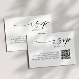 Elegante tarjeta RSVP de código QR blanco negro
