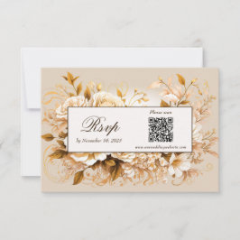 Elegante tarjeta RSVP de código QR con flor de mar