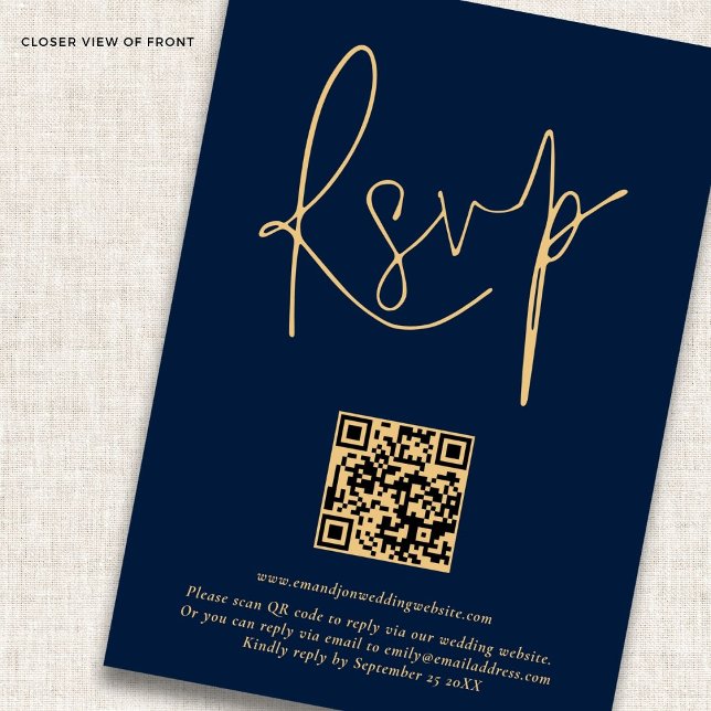 Elegante Tarjeta RSVP de código Qr con guión de la (closer view)