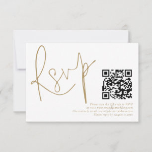 Elegante Tarjeta RSVP de código QR con guión dorad