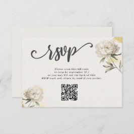 Elegante Tarjeta RSVP de código QR de Peony dorado