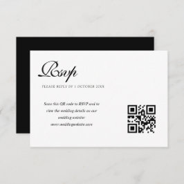elegante tarjeta rsvp de código QR en blanco y neg