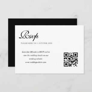 elegante tarjeta rsvp de código QR en blanco y neg