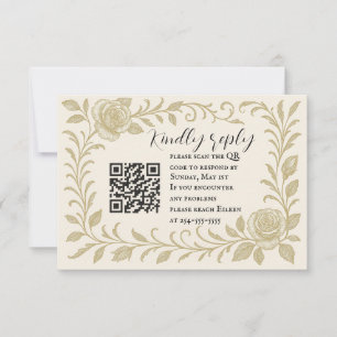 Elegante tarjeta RSVP de código QR Rosa