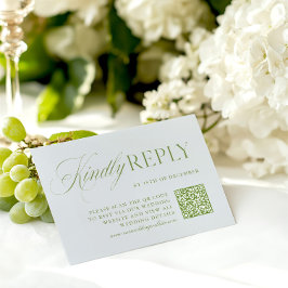 Elegante tarjeta RSVP de código QR verde y azul Sa