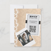 Elegante tarjeta RSVP de código QR Wedding