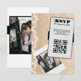 Elegante tarjeta RSVP de código QR Wedding