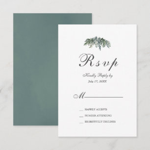 Elegante tarjeta RSVP de color de agua verde de bo