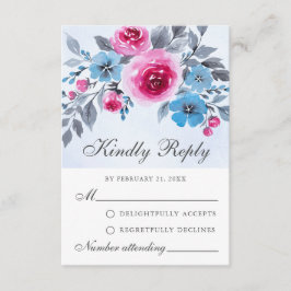 Elegante Tarjeta RSVP De Color Rosa Y Azul