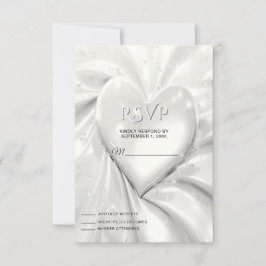 Elegante tarjeta RSVP de Corazón de Crema Blanca