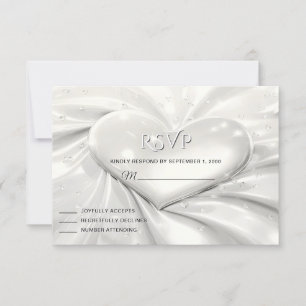 Elegante tarjeta RSVP de Corazón de Crema Blanca