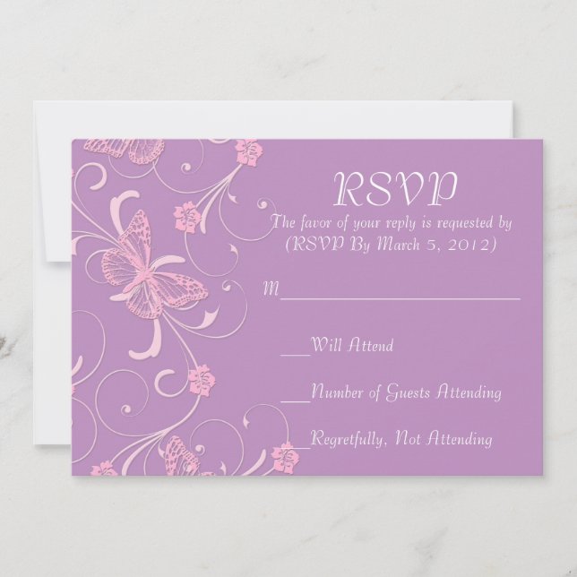 Elegante tarjeta RSVP de depilación de mariposa Dr (Anverso)