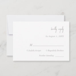 Elegante tarjeta RSVP de escritura de plata